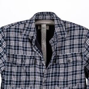Boston Traders Men's Sherpa Lined Flannel Shacket Jacket Size MEDIUM Blue Plaid
